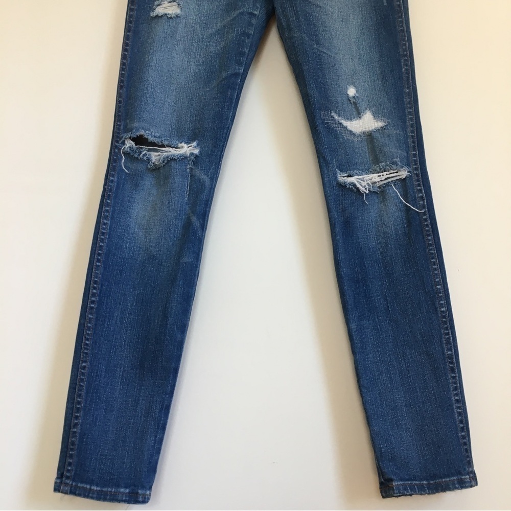 Madewell 9" High Riser Rip and Repair Medium indigo wash Skinny Jeans - Picture 5 of 15